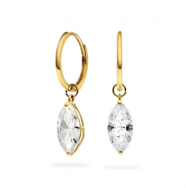 Øreringer i gull med zirkonia