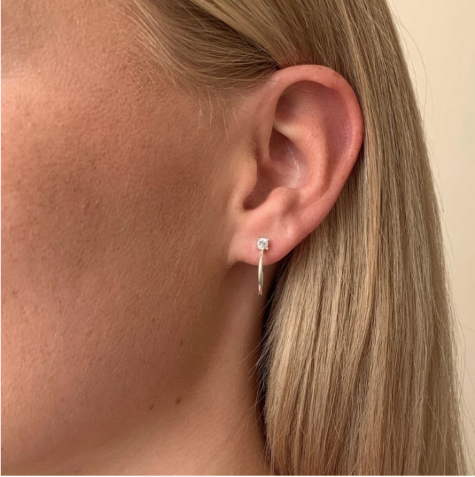 DUO SMALL FORSØLVET ØREDOBBER MED ZIRKONIA