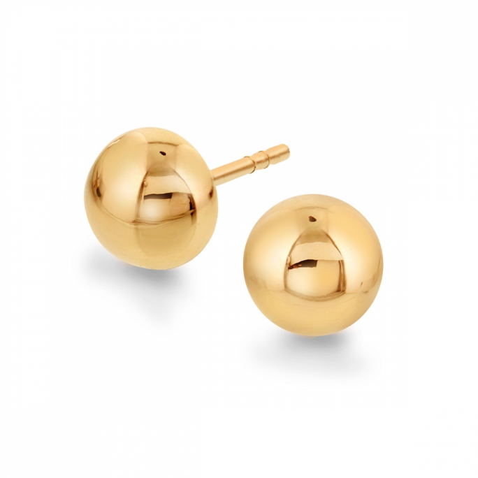 Øredobber i forgylt sølv, kule 10 mm