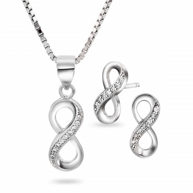 Smykkesett i sølv med zirkonia, Evighet
