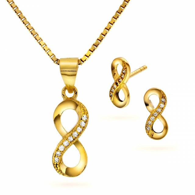 Smykkesett i forgylt sølv med zirkonia, Evighet