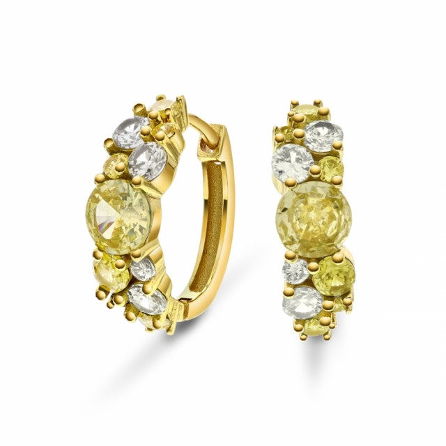 Øreringer i forgylt sølv med gul zirkonia