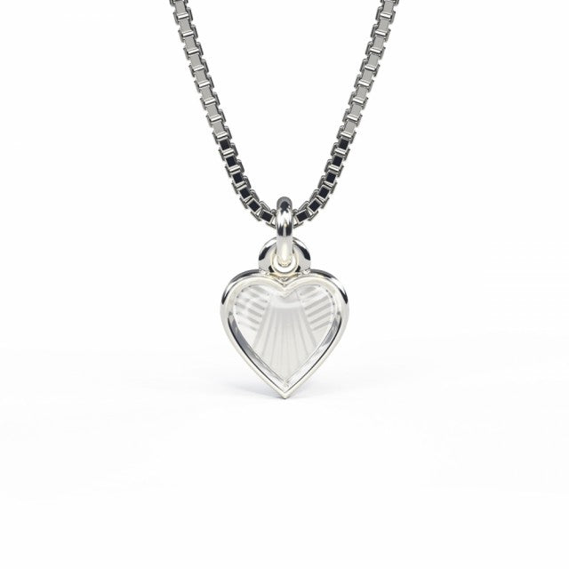 Halskjede i sølv 8 mm, Hvit hjerte