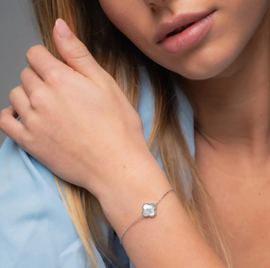 Armbånd i sølv, Hvit kløver stor