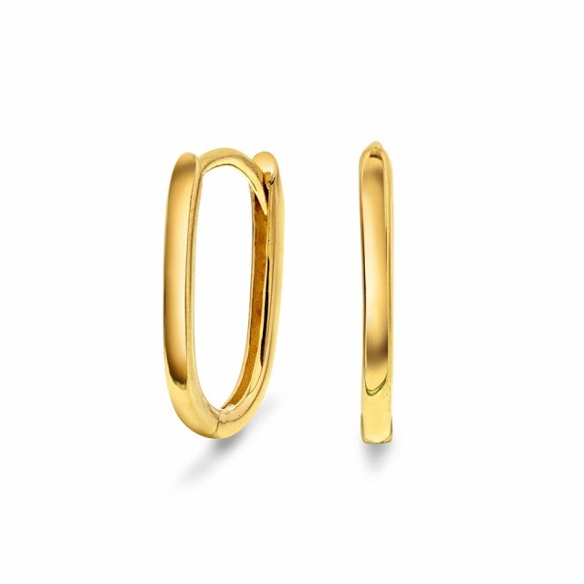Ovale Øreringer i gull, 14 mm
