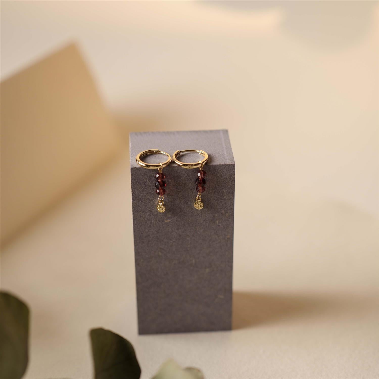 Fairy øreringer i sølv, dyp plomme