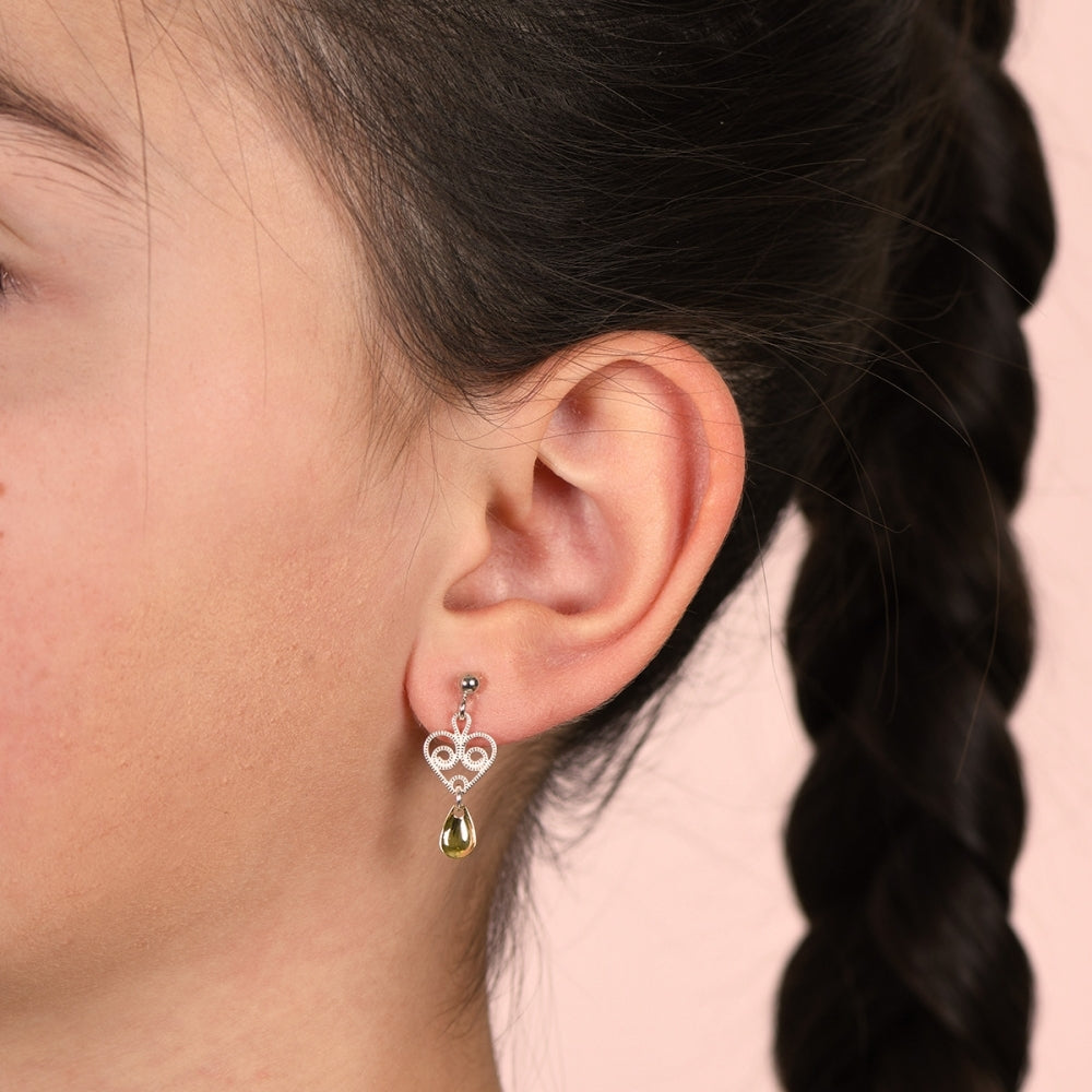 Pia & Per Øreheng, hvit m/forgylte løv