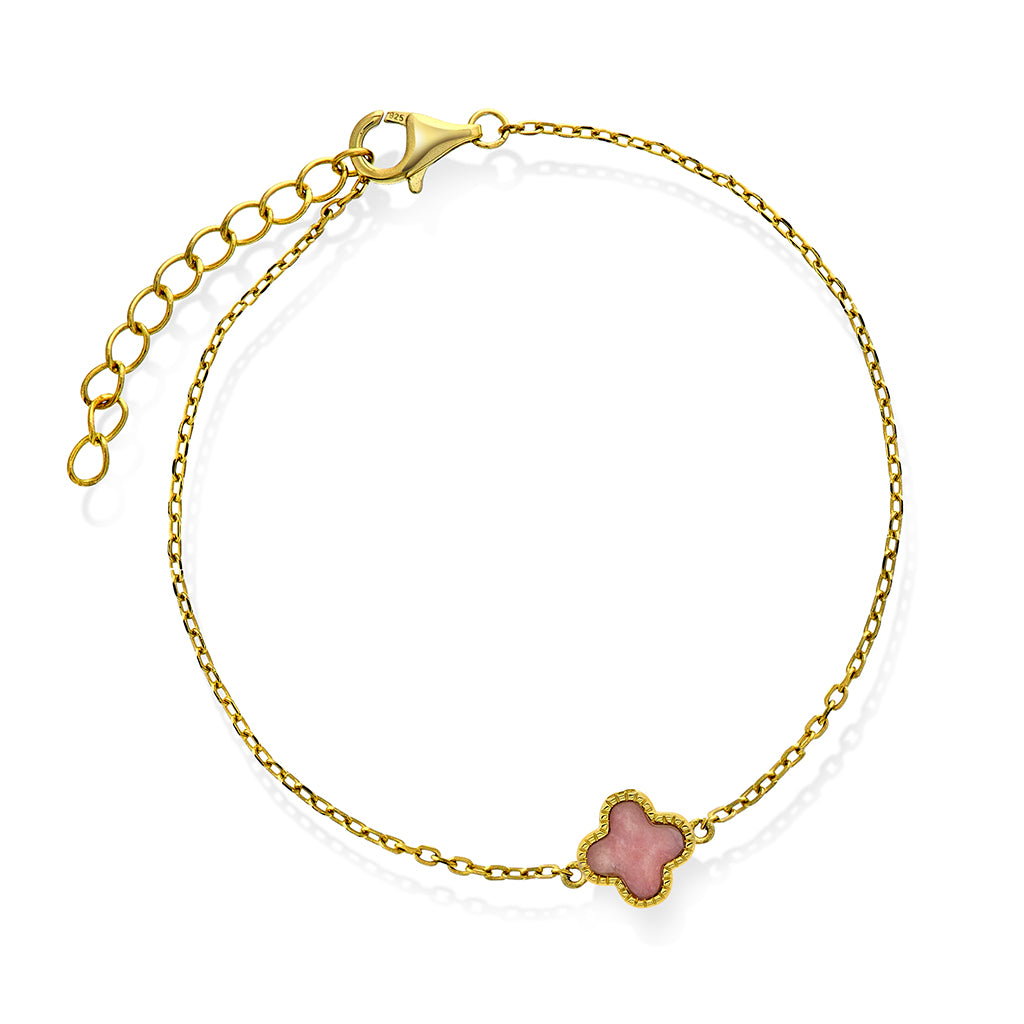 Armbånd i sølv med rosa kløver