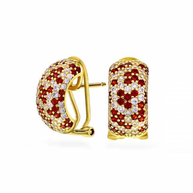 Øredobber i sølv med zirkonia, Hvit/rød