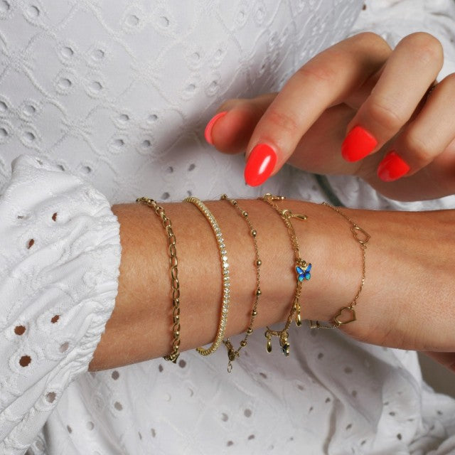 Armbånd i forgylt sølv med hvite zirkonia