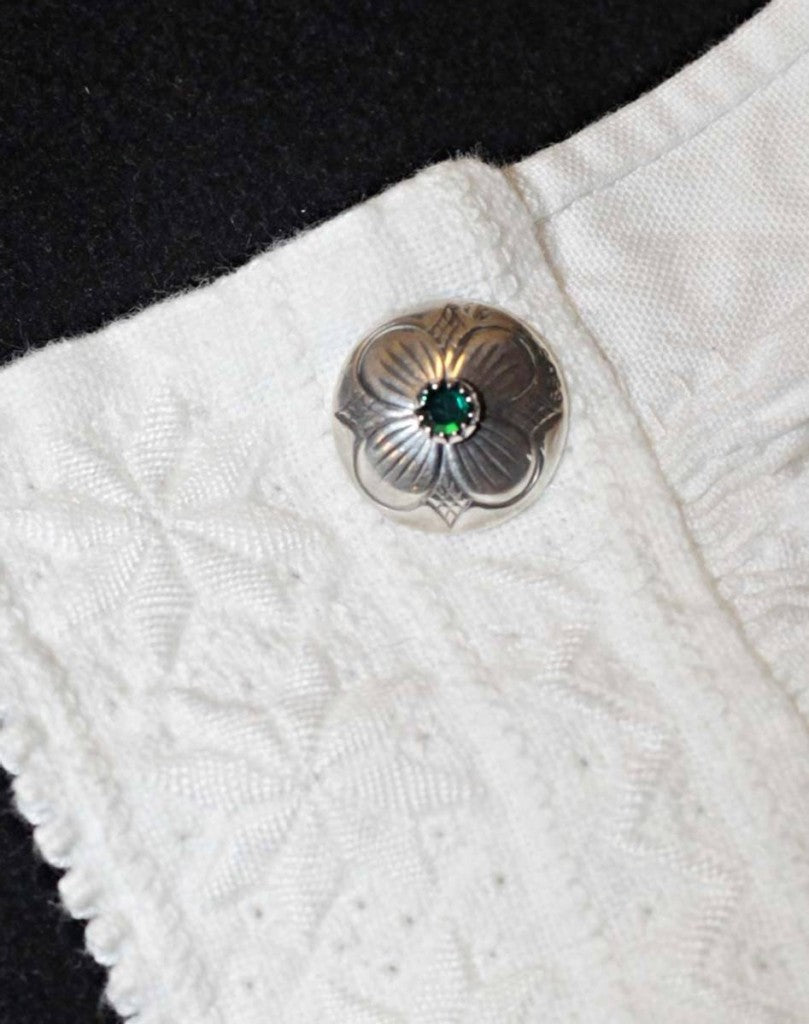 Fjordsylv Mansjettknapper m/grønn stein, oksidert