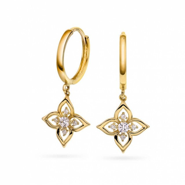 Øreringer i gull med zirkonia