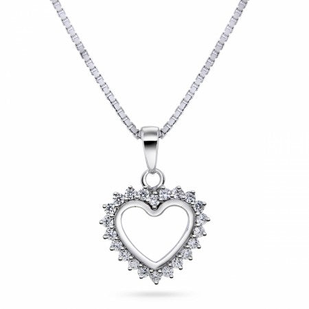 Smykke i sølv med zirkonia, Hjerte