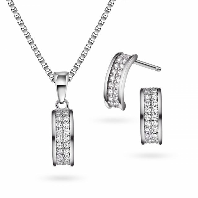 Smykkesett i sølv med zirkonia