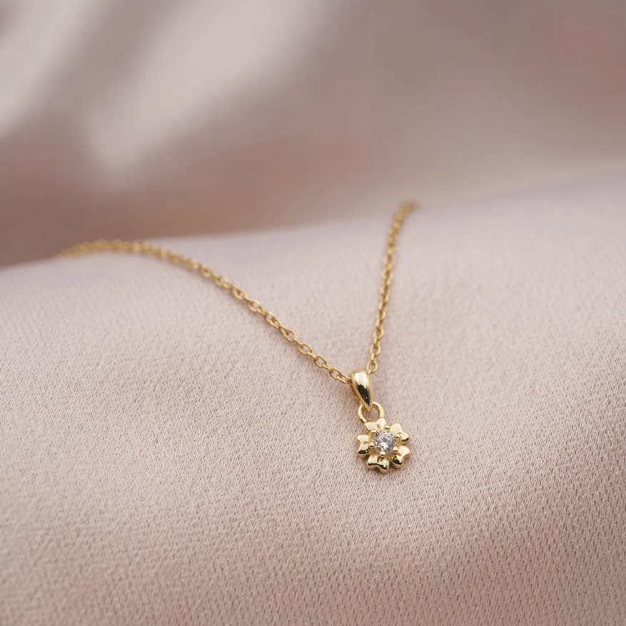 Smykke i sølv med zirkonia, blomster