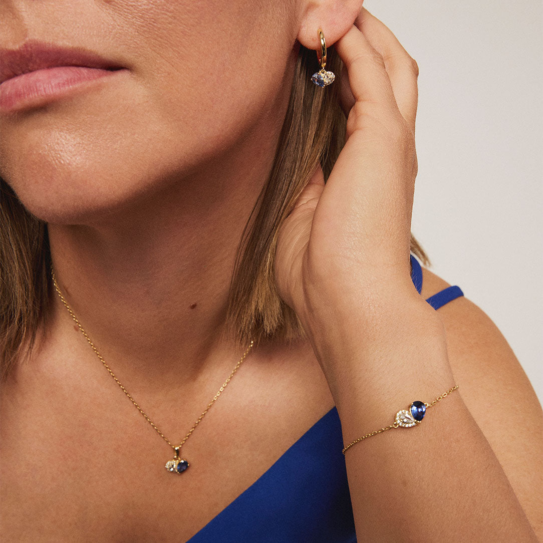 Sammen armbånd i sølv med blå/hvit zirkonia