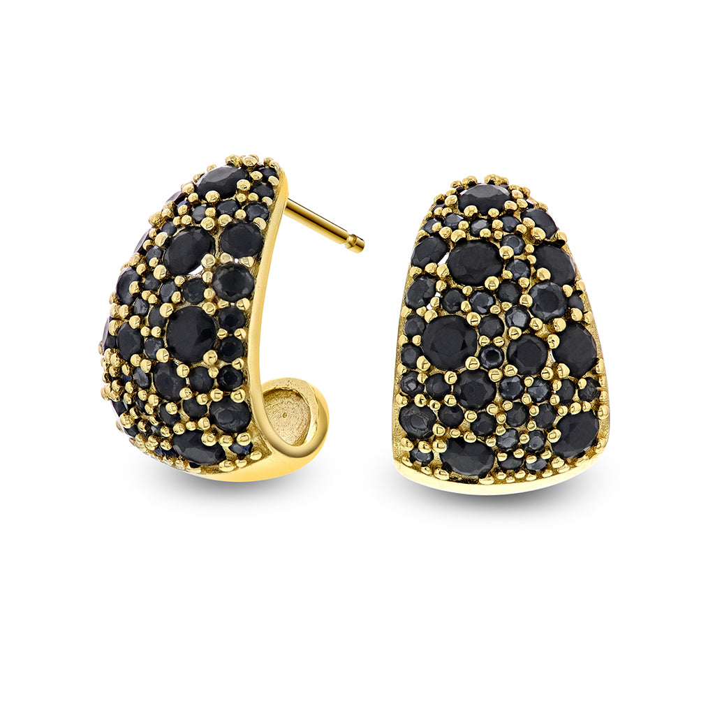 Nora Mørk Øredobber i forgylt sølv med svart zirkonia