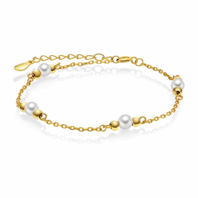 Armbånd i forgylt sølv med perler