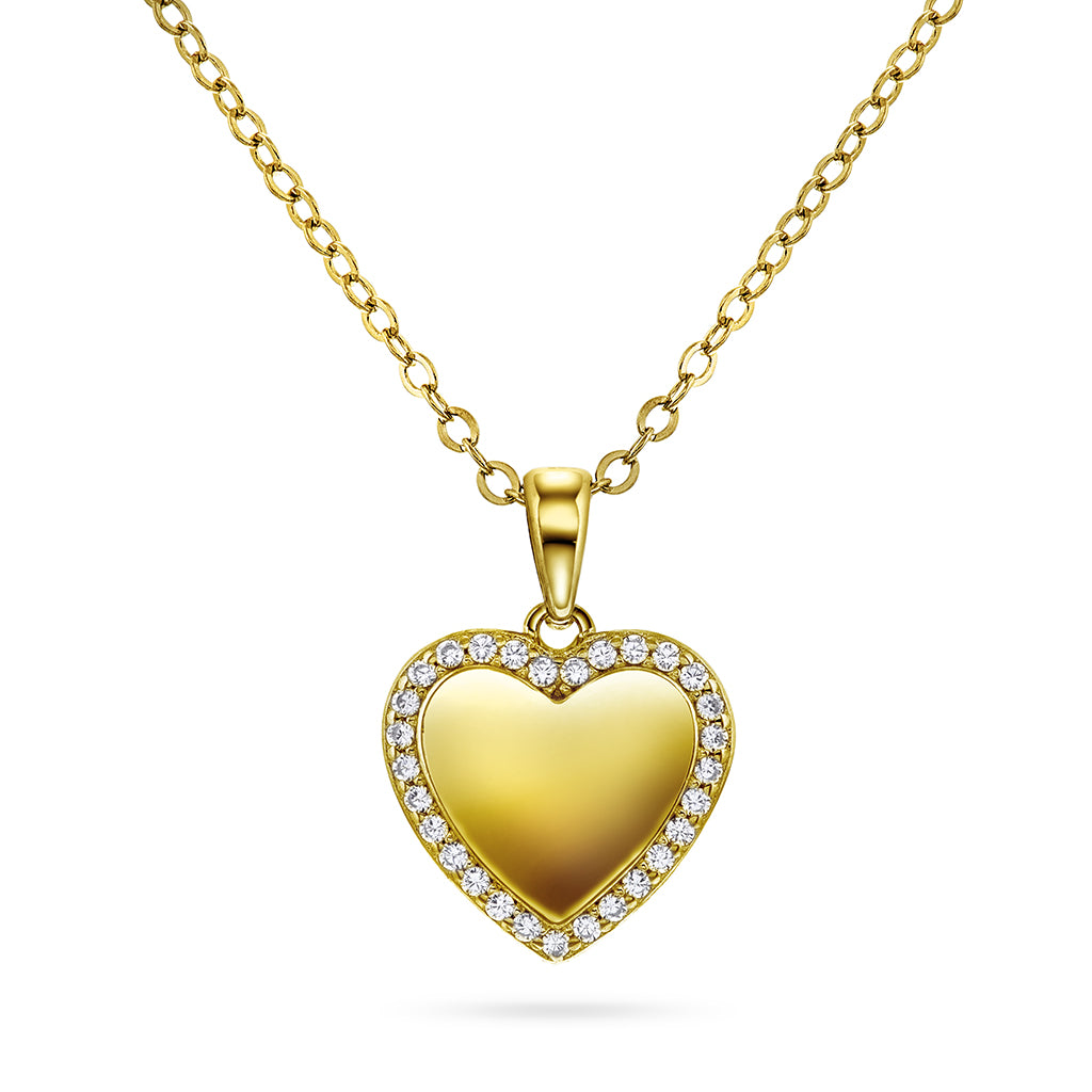 Smykke i sølv med zirkonia hjerte, 18 mm