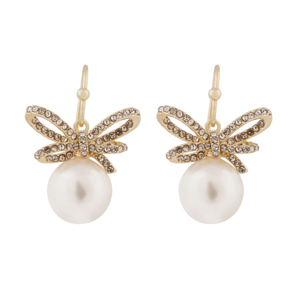 Ribbon crystal hook øredobber