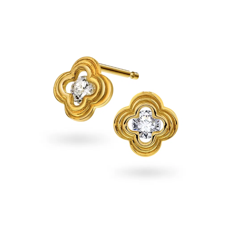 Øredobber i gull med zirkonia