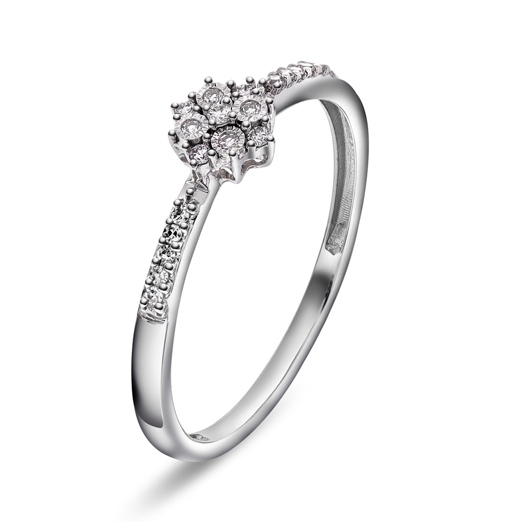 Ring i hvitt gull med diamant 0,07 ct