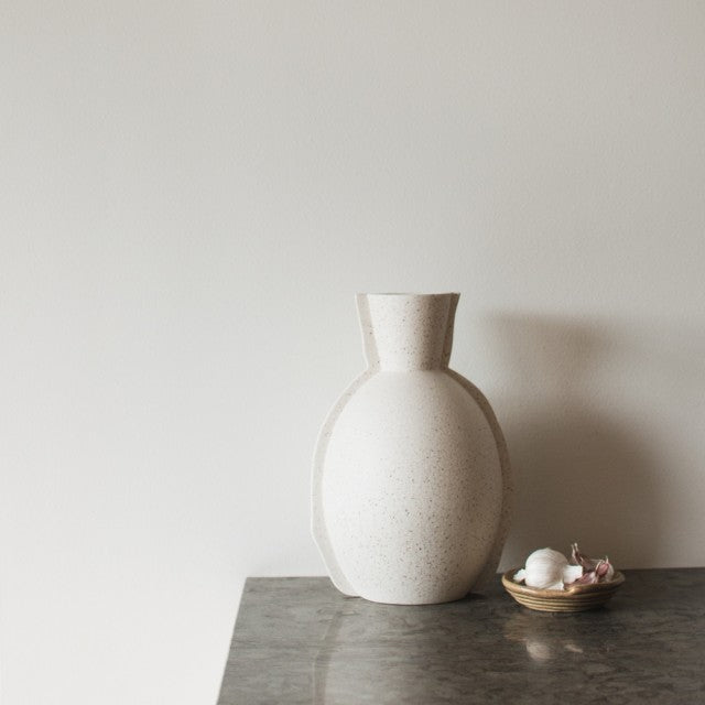 Edge Vase, Cream Dot