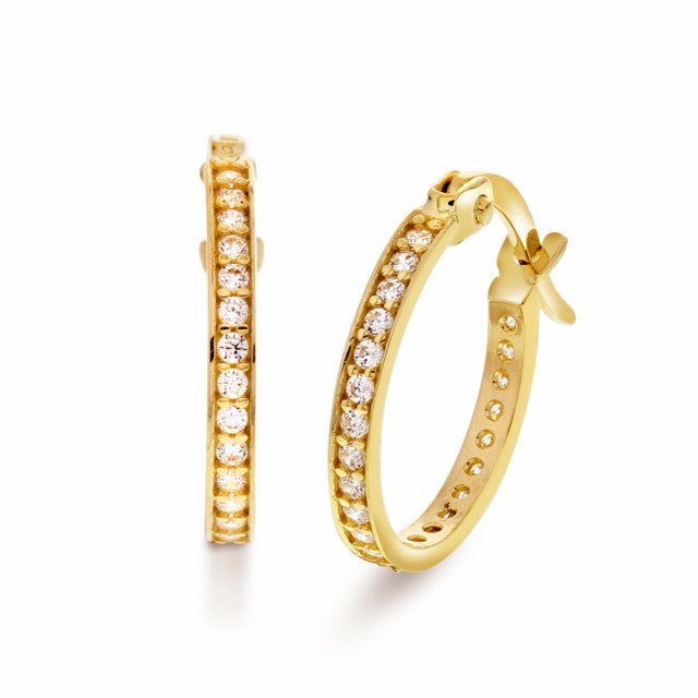 Øreringer i gull med zirkonia