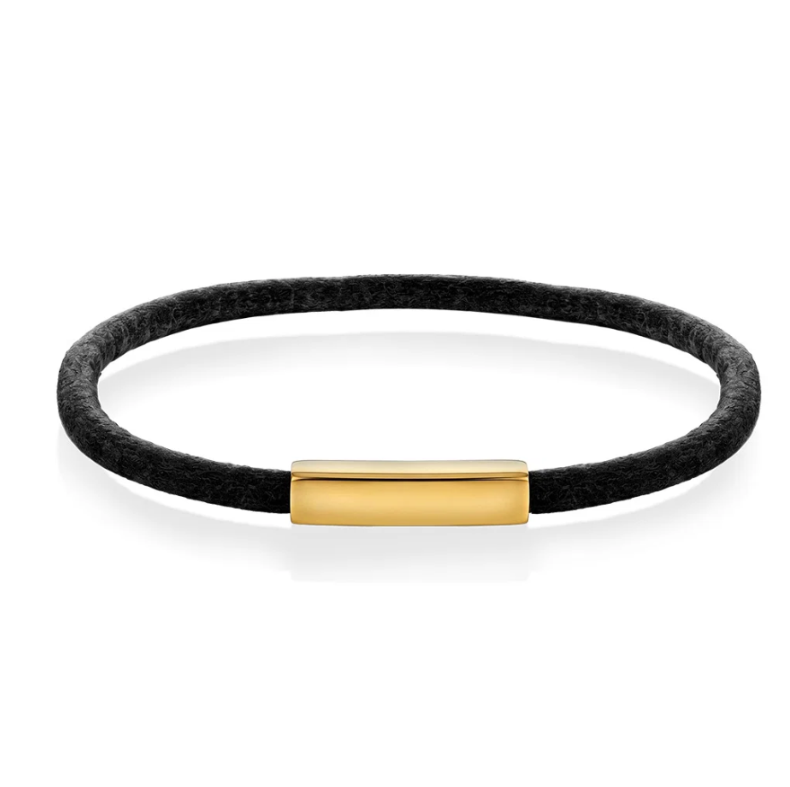 Tind armbånd i lær, Svart