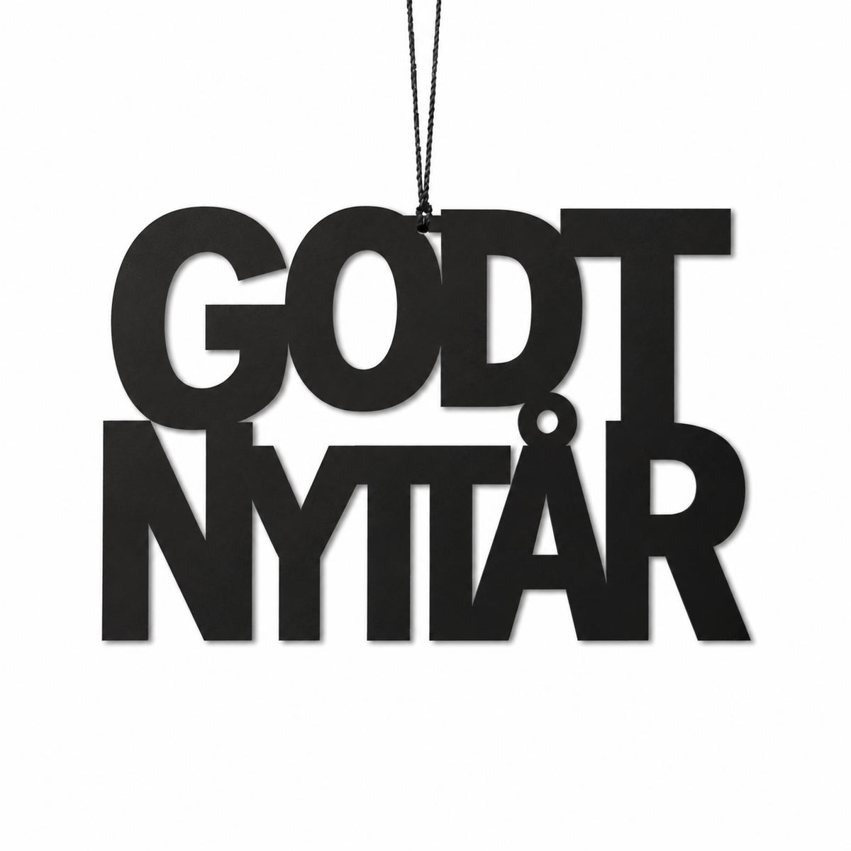 Oppheng Godt Nyttår svart, 2 stk