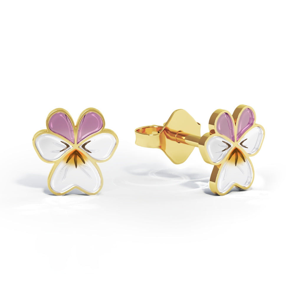 LIV Øredobber i forgylt sølv, Lilla Natt og Dag