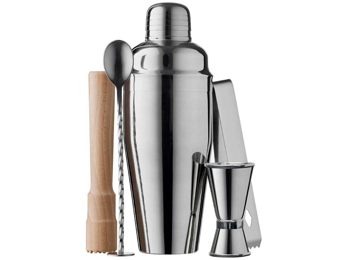 F&H FUNKTION - BARSETT 5 DELER, RUSTFRITT STÅL OG BØK