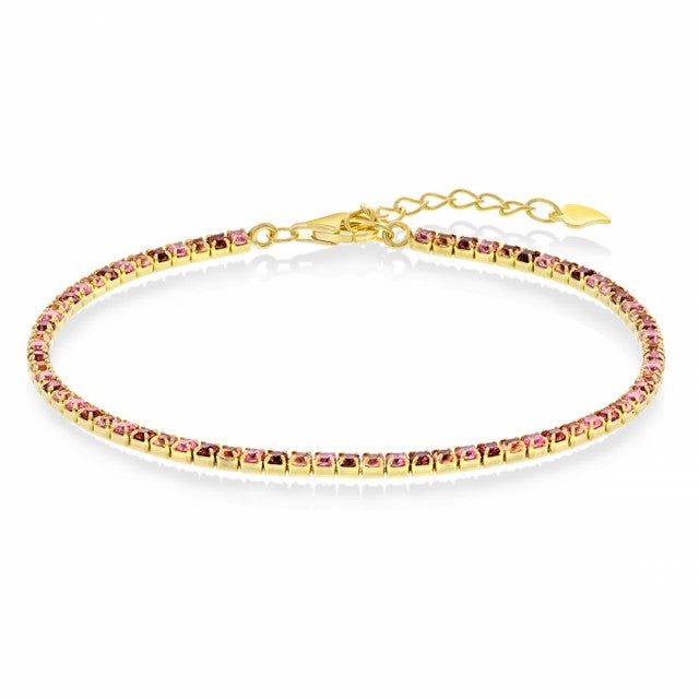 Armbånd i forgylt sølv med rosa zirkonia