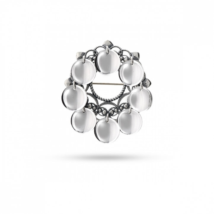 Solveig sølje med løv, oksidert