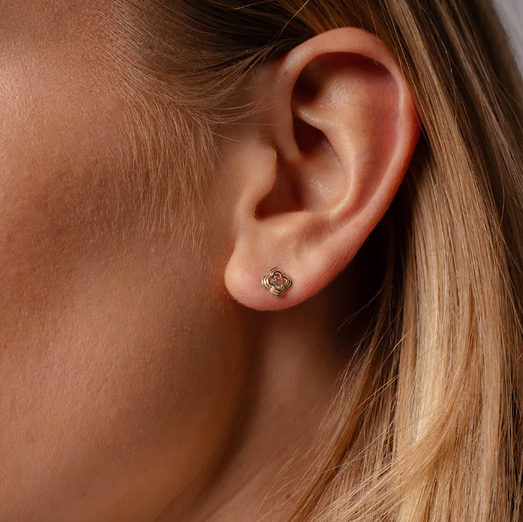 Øredobber i gull med zirkonia