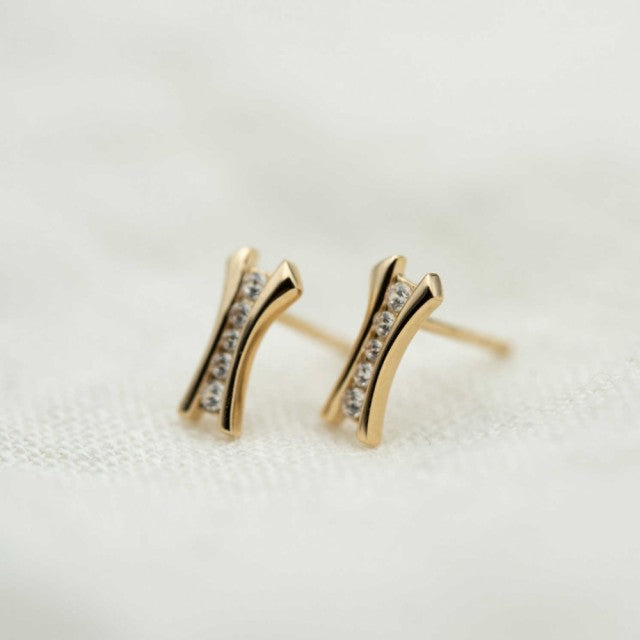 Øredobber i gull med zirkonia