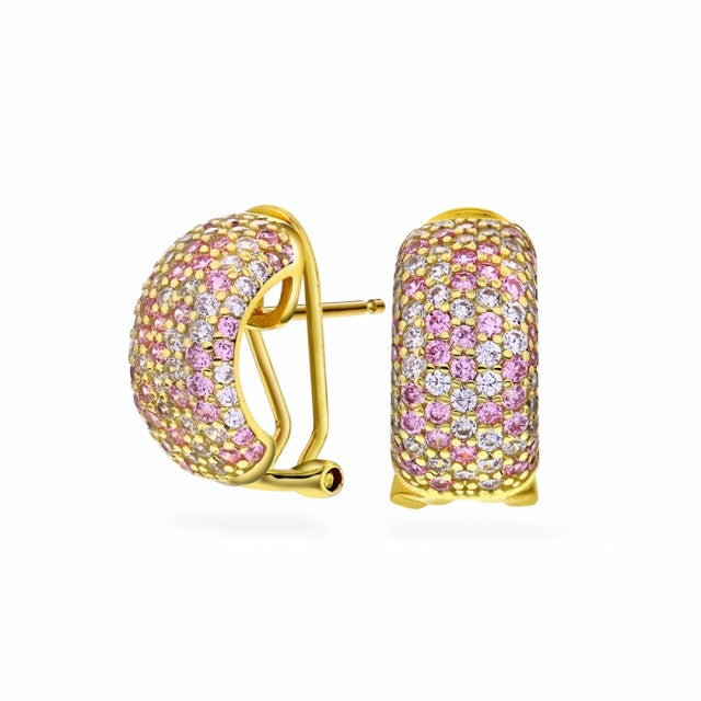 Øredobber i sølv med zirkonia, Hvit/rosa