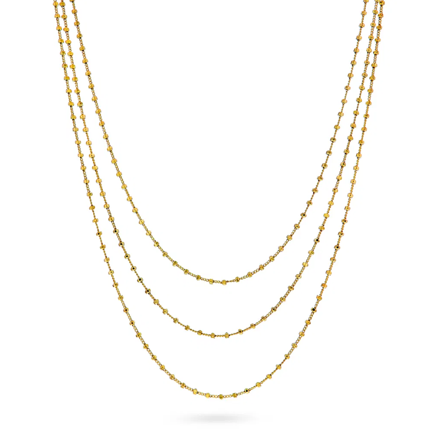 Halskjede i forgylt sølv, 3 rader