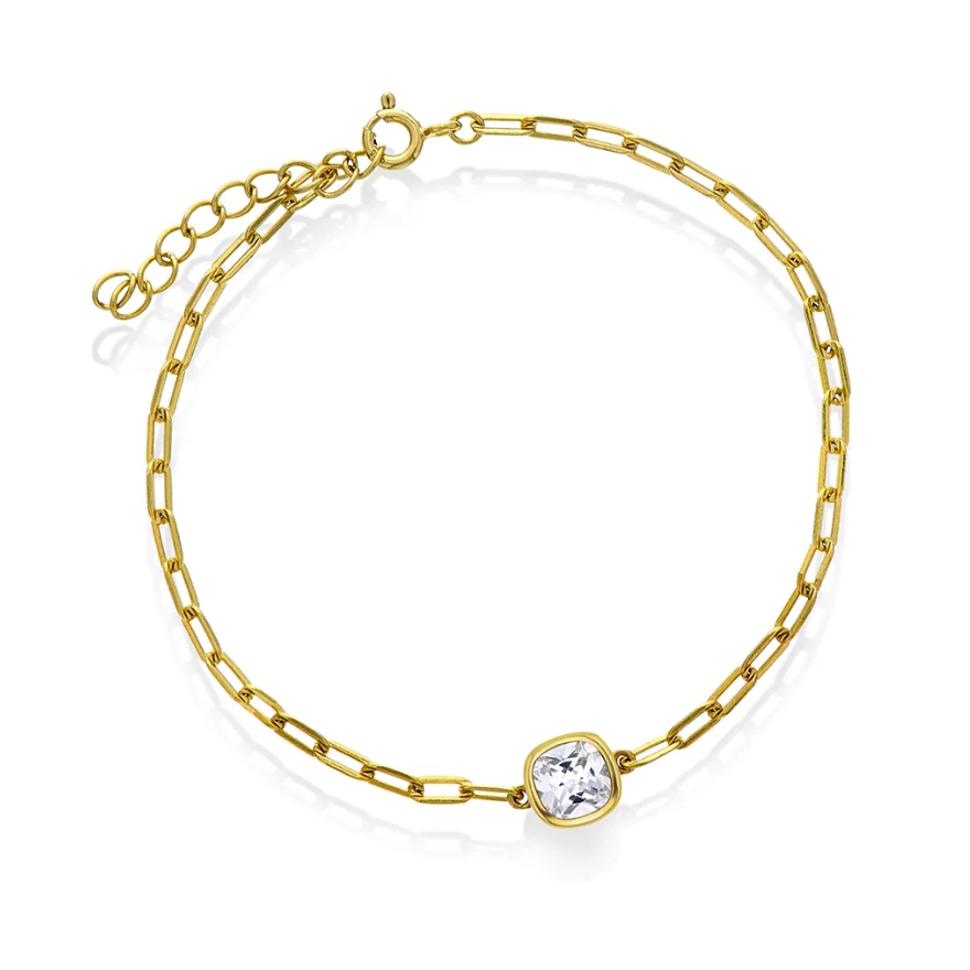 Armbånd i forgylt sølv med hvit zirkonia