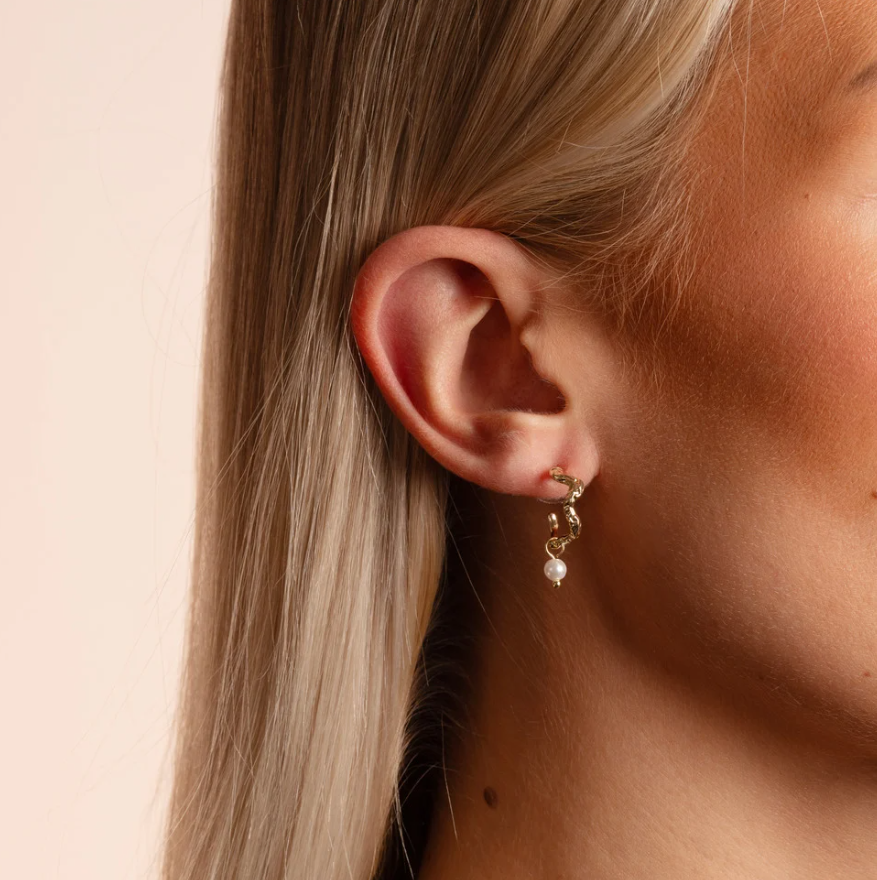 Cat pendant oval øreringer, perle