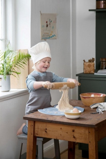 Forkle og kokkehatt til barn, Grå og Hvit