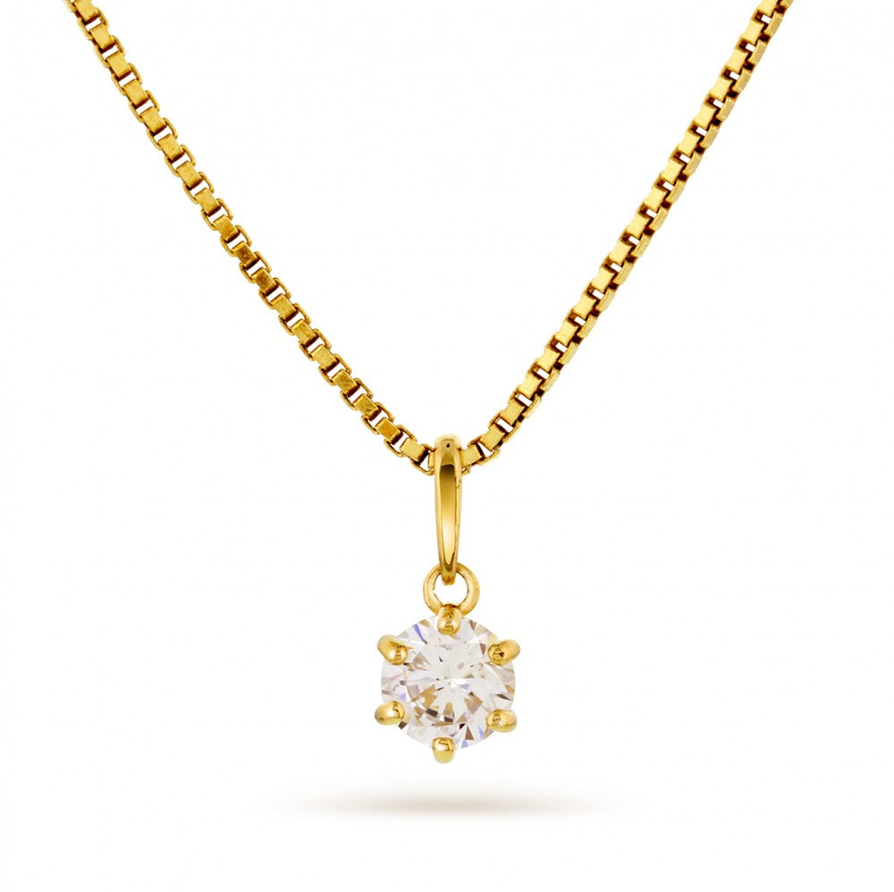 Smykke i gull med zirkonia, 5 mm