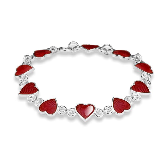 Helarmbånd i sølv, Røde hjerter
