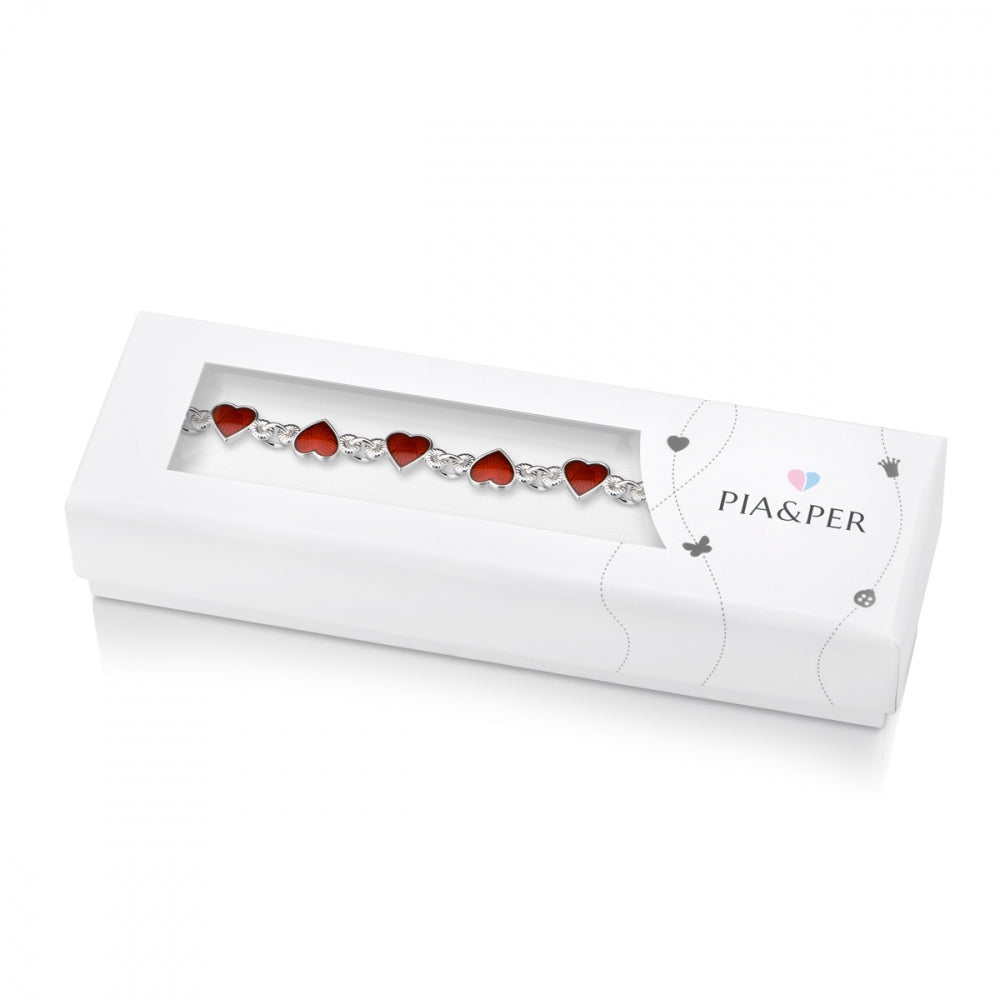 Helarmbånd i sølv, Røde hjerter