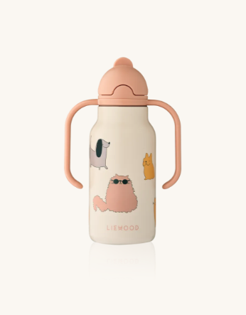 Kimmie Drikkeflaske m/håndtak 250ml, Cats and Dogs / Sandy