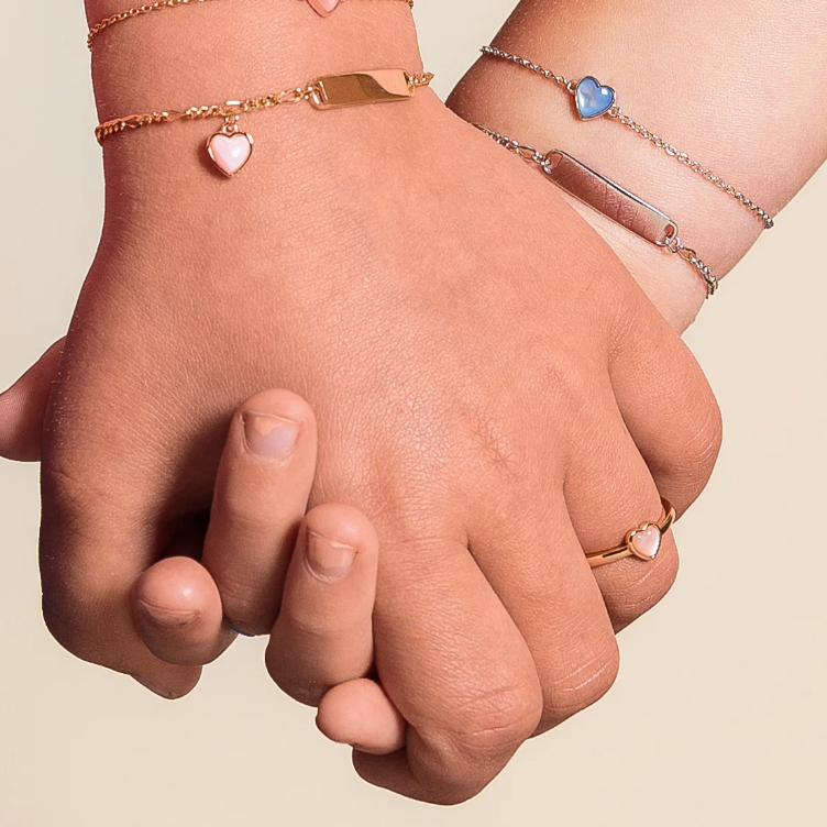 Ring i sølv med hjerte, Rosa perlemor