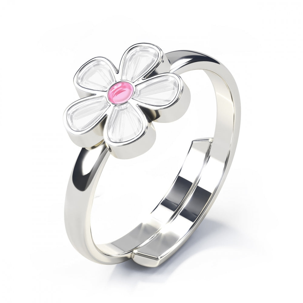 Ring i sølv, Hvit blomst