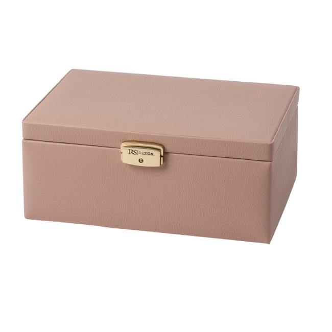 Smykkeskrin i imitert skinn, Gammelrosa/beige