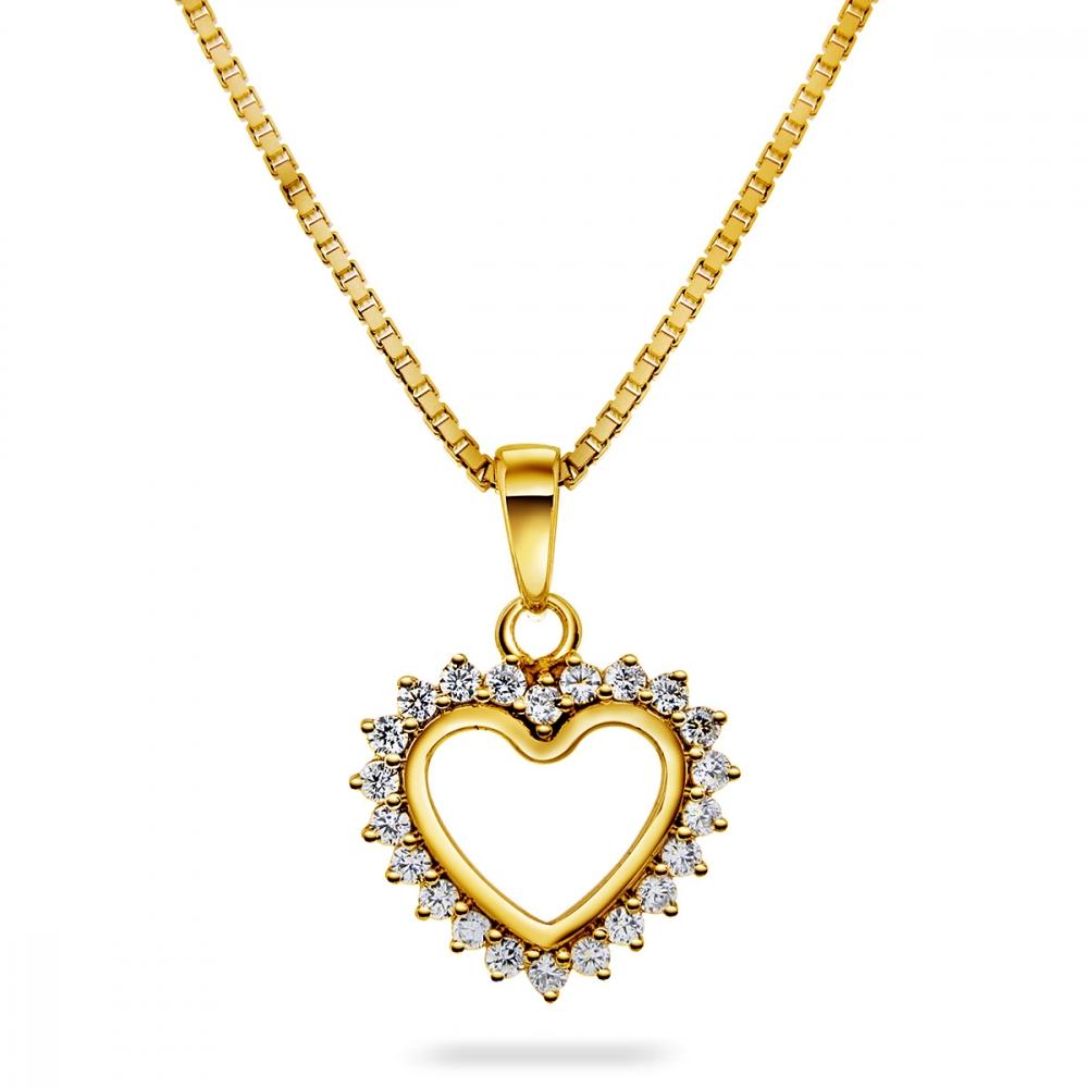 Smykke i gull med zirkonia, Hjerte