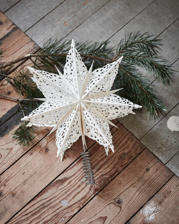 Clip Juletrestjerne i papir, Hvit